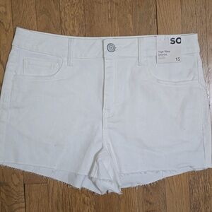 SO BRAND WOMEN'S JUNIOR SIZE WHITE HIGH-RISE SHORTIE SHORTS SIZE 15